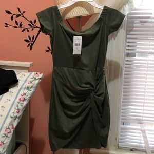 Olive green suede wrap dress